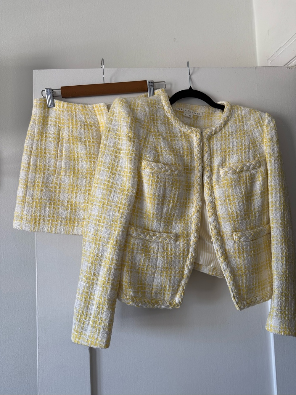 Veronica Beard Jazmin Gingham Yellow & White Tweed Women’s Set